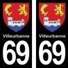 Blason Villeurbanne - Stickers plaque immatriculation 69