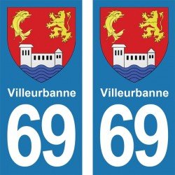 Blason Villeurbanne - Stickers plaque immatriculation 69