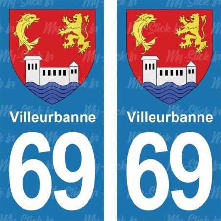 Blason Villeurbanne - Stickers plaque immatriculation 69