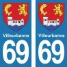 Blason Villeurbanne - Stickers plaque immatriculation 69