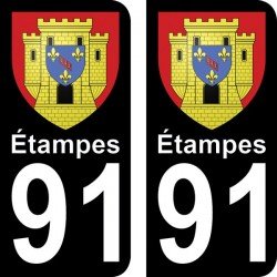 Blason Étampes - Stickers plaque immatriculation 91
