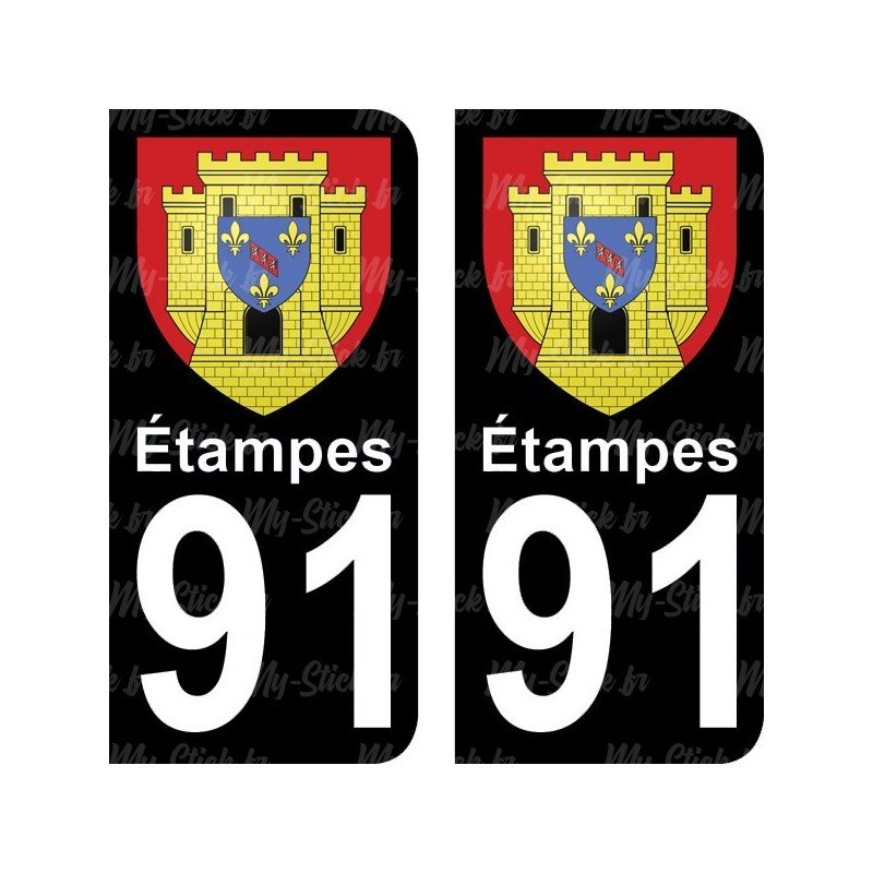 Blason Étampes - Stickers plaque immatriculation 91
