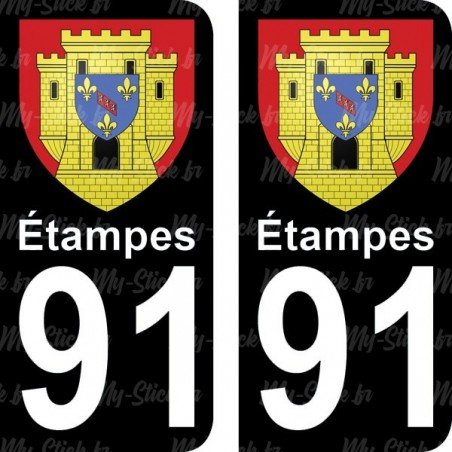 Blason Étampes - Stickers plaque immatriculation 91
