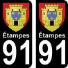 Blason Étampes - Stickers plaque immatriculation 91