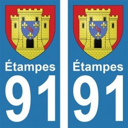 Blason Étampes - Stickers plaque immatriculation 91