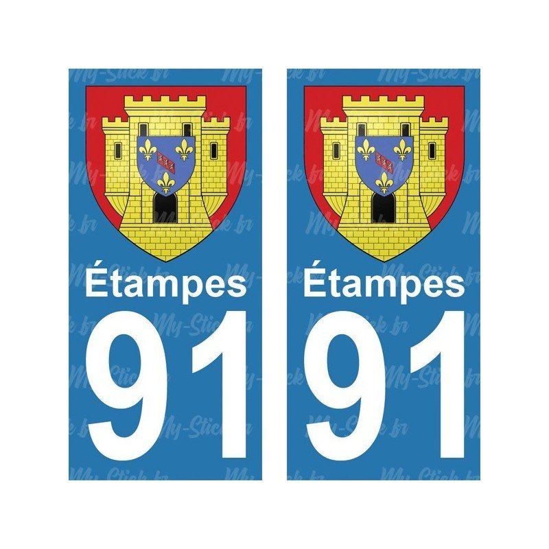 Blason Étampes - Stickers plaque immatriculation 91