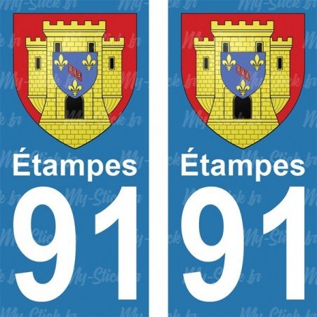 Blason Étampes - Stickers plaque immatriculation 91