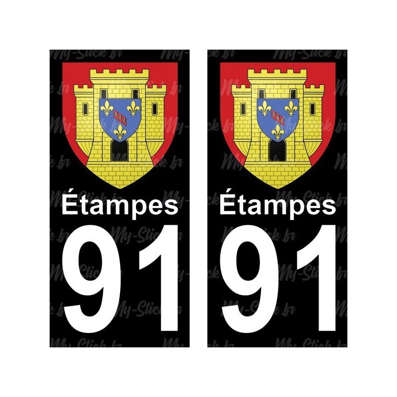 Blason Étampes - Stickers plaque immatriculation 91