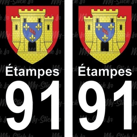 Blason Étampes - Stickers plaque immatriculation 91