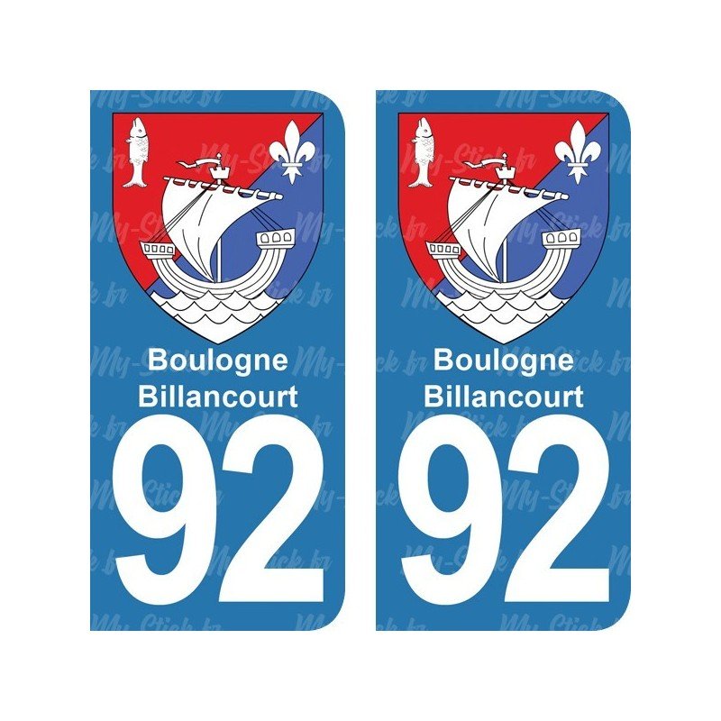 Blason Boulogne-Billancourt - Stickers plaque immatriculation 92