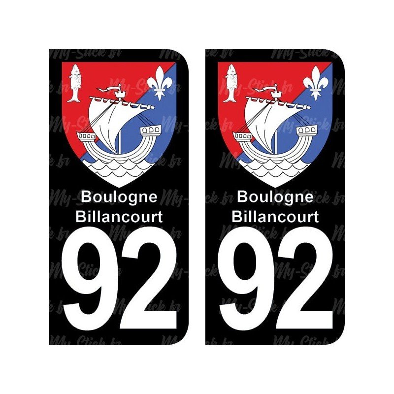 Blason Boulogne-Billancourt - Stickers plaque immatriculation 92