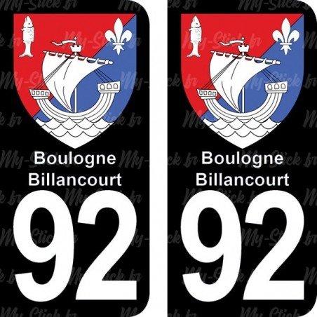 Blason Boulogne-Billancourt - Stickers plaque immatriculation 92