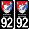 Blason Boulogne-Billancourt - Stickers plaque immatriculation 92