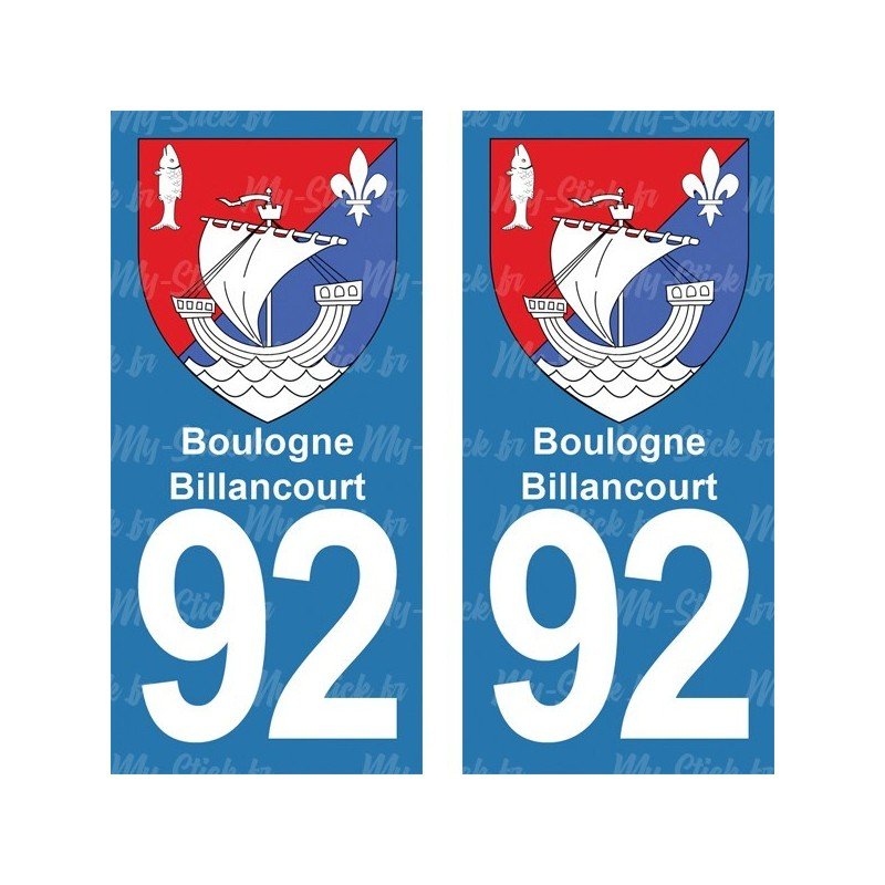 Blason Boulogne-Billancourt - Stickers plaque immatriculation 92