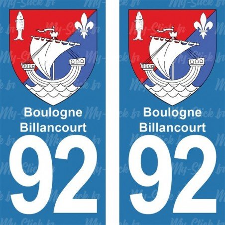 Blason Boulogne-Billancourt - Stickers plaque immatriculation 92