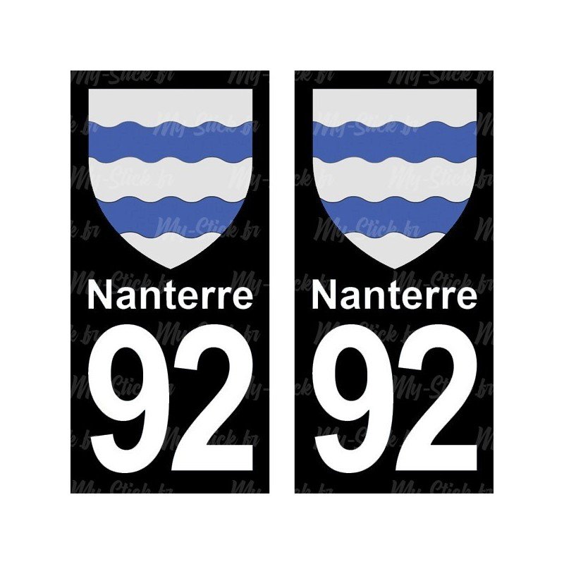 Blason Nanterre - Stickers plaque immatriculation 92