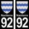 Blason Nanterre - Stickers plaque immatriculation 92