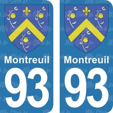 Blason Montreuil - Stickers plaque immatriculation 93