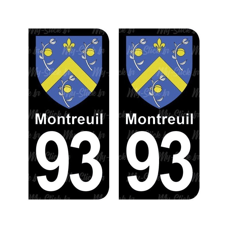 Blason Montreuil - Stickers plaque immatriculation 93