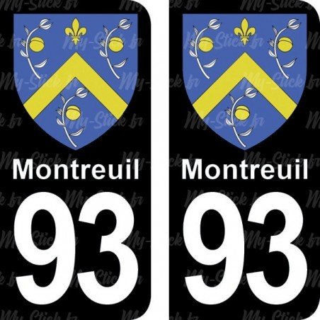 Blason Montreuil - Stickers plaque immatriculation 93