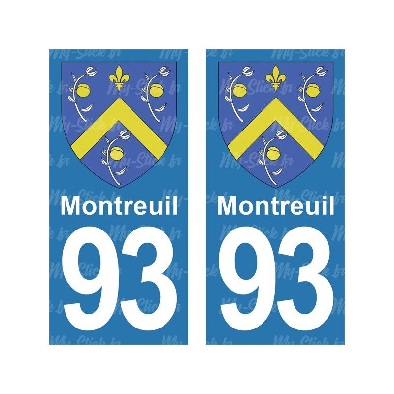 Blason Montreuil - Stickers plaque immatriculation 93