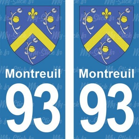 Blason Montreuil - Stickers plaque immatriculation 93