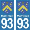 Blason Montreuil - Stickers plaque immatriculation 93