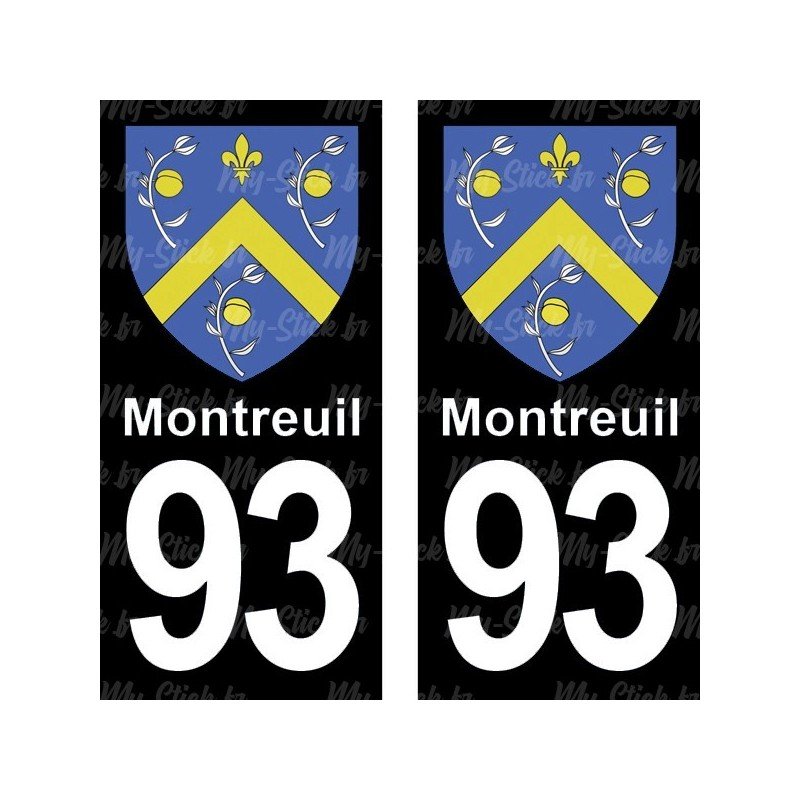 Blason Montreuil - Stickers plaque immatriculation 93