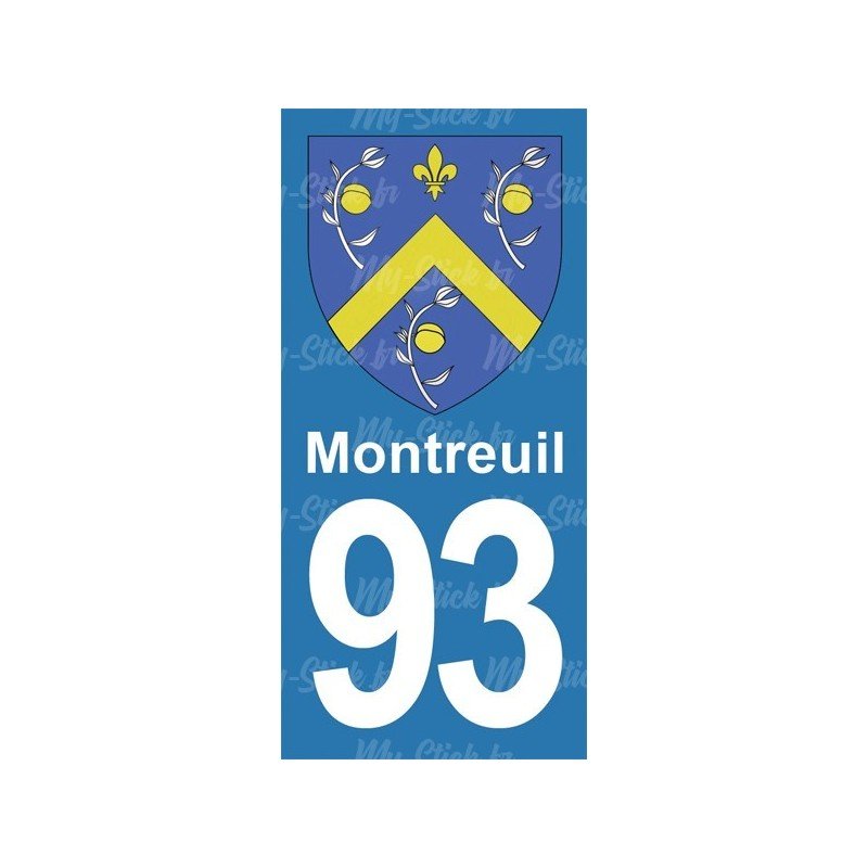 Blason Montreuil - Stickers plaque immatriculation 93