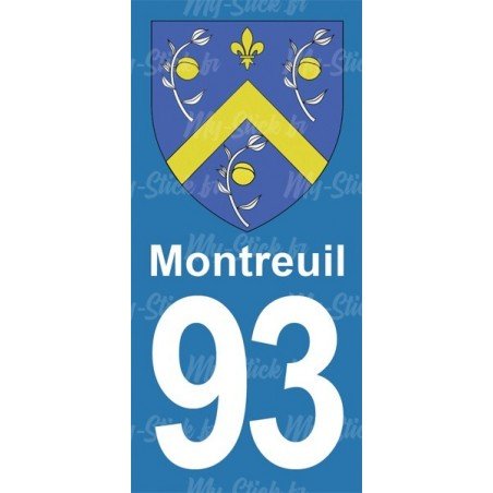 Blason Montreuil - Stickers plaque immatriculation 93