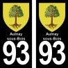 Blason Aulnay-sous-Bois - Stickers plaque immatriculation 93