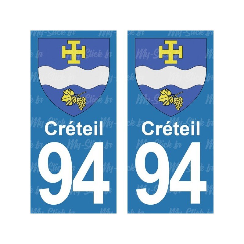 Blason Créteil - Stickers plaque immatriculation 94