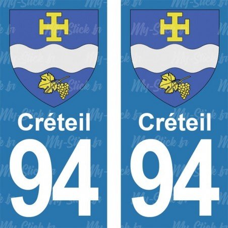 Blason Créteil - Stickers plaque immatriculation 94