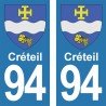 Blason Créteil - Stickers plaque immatriculation 94