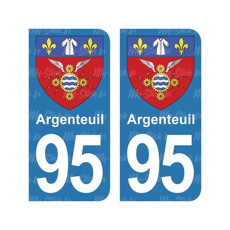 Blason Argenteuil - Stickers plaque immatriculation 95