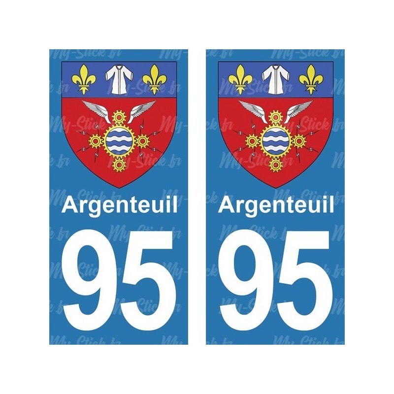 Blason Argenteuil - Stickers plaque immatriculation 95