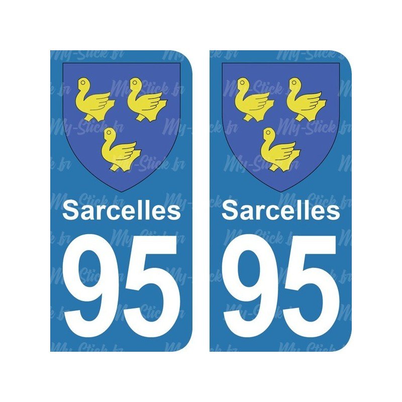 Blason Sarcelles - Stickers plaque immatriculation 95