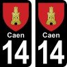 Blason Caen - Stickers plaque immatriculation 14