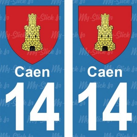 Blason Caen - Stickers plaque immatriculation 14