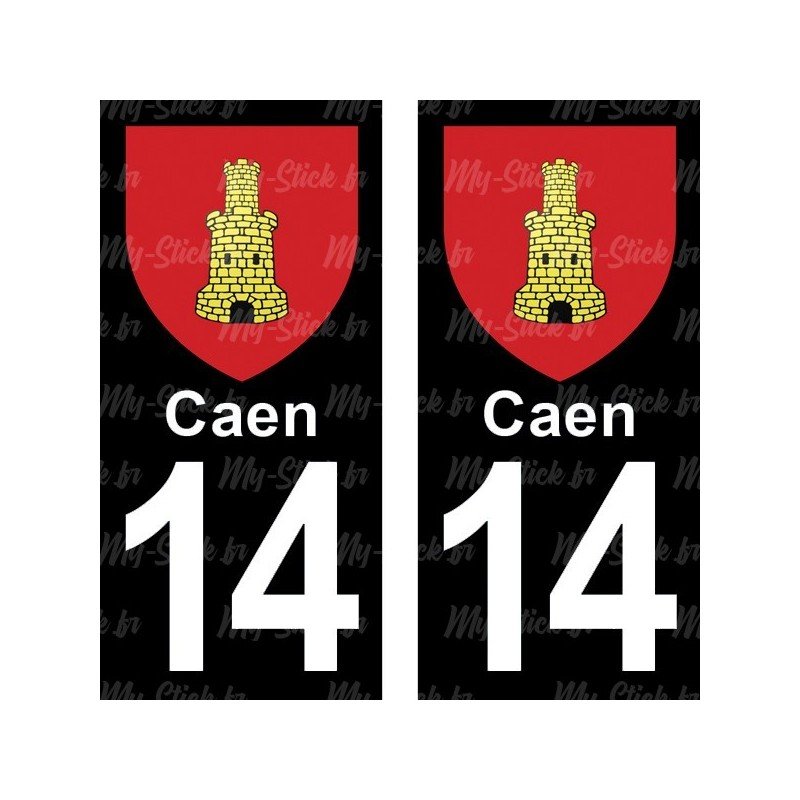 Blason Caen - Stickers plaque immatriculation 14