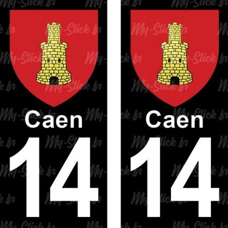 Blason Caen - Stickers plaque immatriculation 14