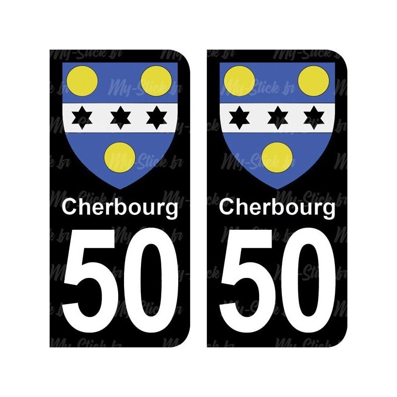 Blason Cherbourg - Stickers plaque immatriculation 50