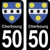 Blason Cherbourg - Stickers plaque immatriculation 50