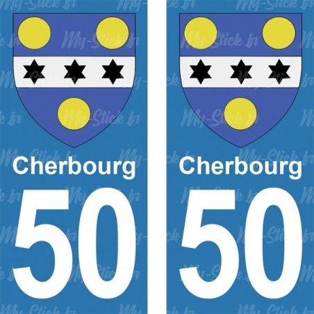 Blason Cherbourg - Stickers plaque immatriculation 50