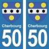 Blason Cherbourg - Stickers plaque immatriculation 50