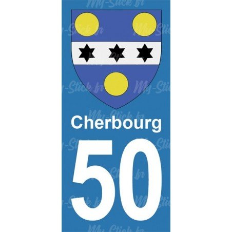 Blason Cherbourg - Stickers plaque immatriculation 50