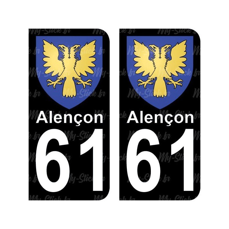 Blason Alençon - Stickers plaque immatriculation 61