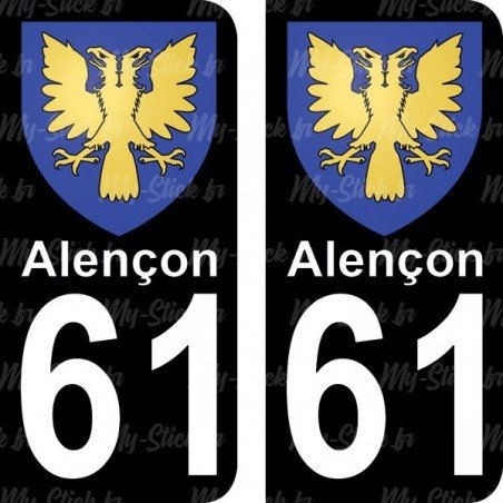 Blason Alençon - Stickers plaque immatriculation 61