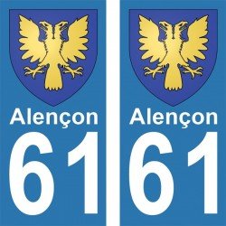 Blason Alençon - Stickers plaque immatriculation 61