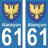 Blason Alençon - Stickers plaque immatriculation 61